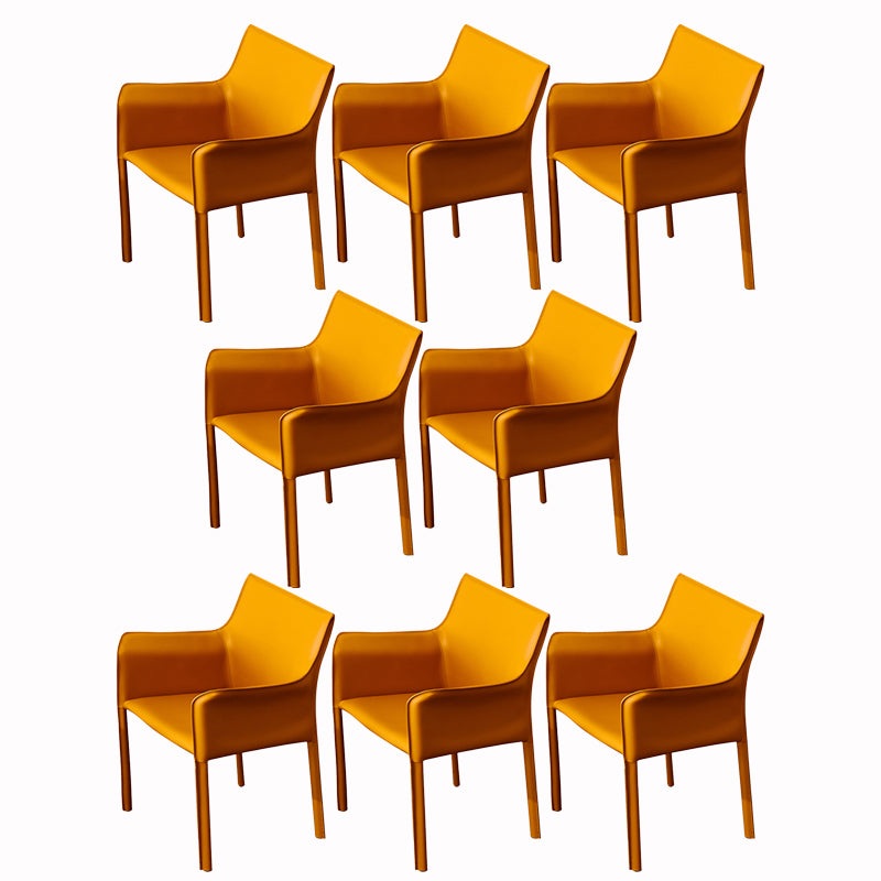 Silla de comedor de brazo moderno de cuero de cuero de la espalda baja de la espalda lateral