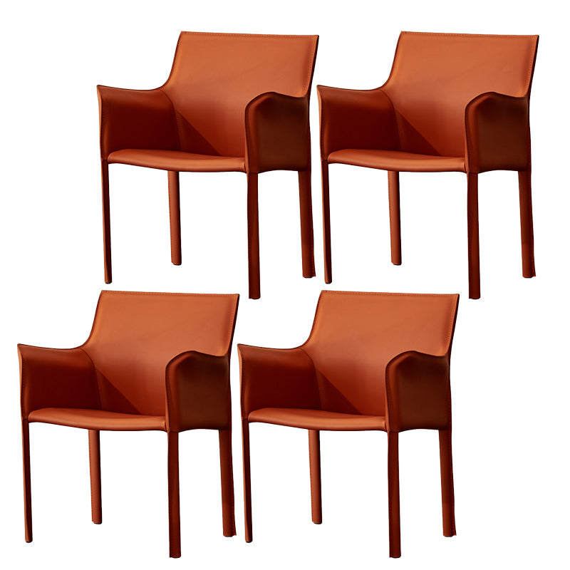Silla de comedor de brazo moderno de cuero de cuero de la espalda baja de la espalda lateral