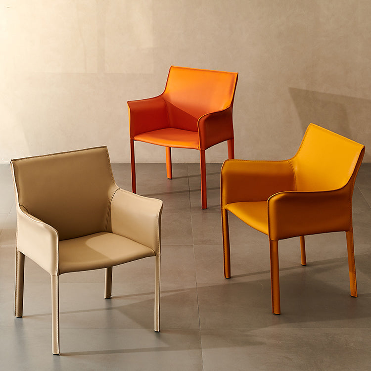 Silla de comedor de brazo moderno de cuero de cuero de la espalda baja de la espalda lateral