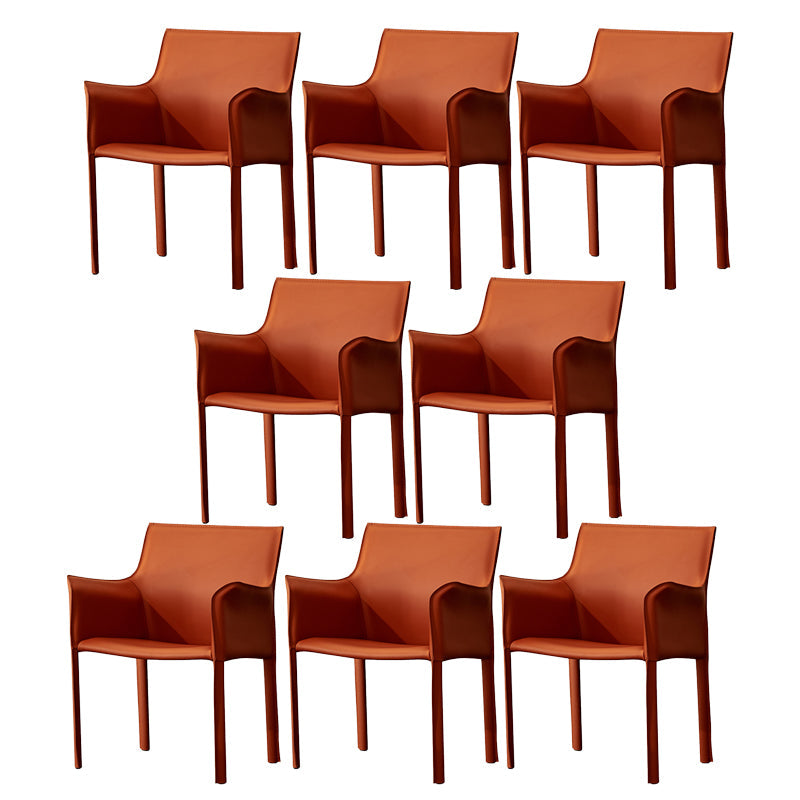 Silla de comedor de brazo moderno de cuero de cuero de la espalda baja de la espalda lateral