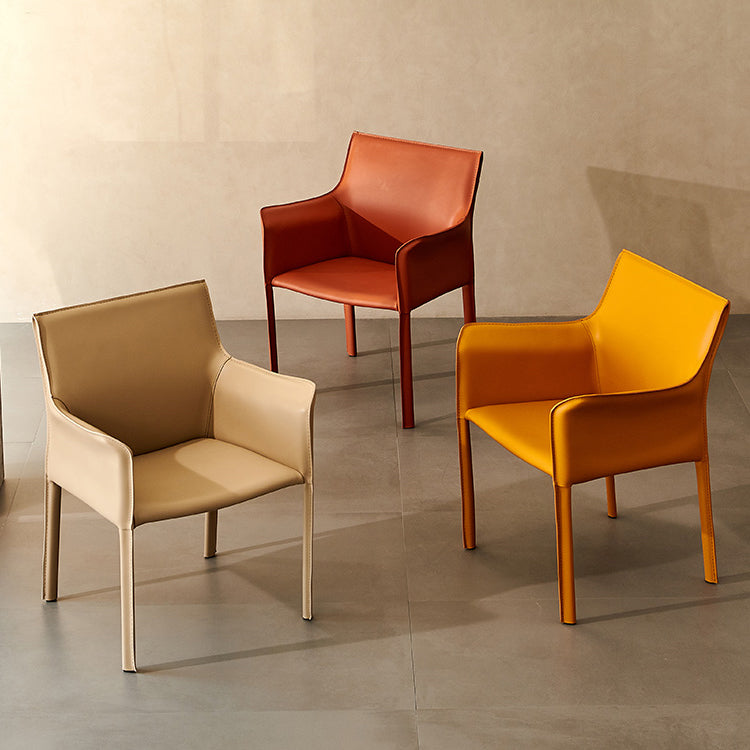 Silla de comedor de brazo moderno de cuero de cuero de la espalda baja de la espalda lateral