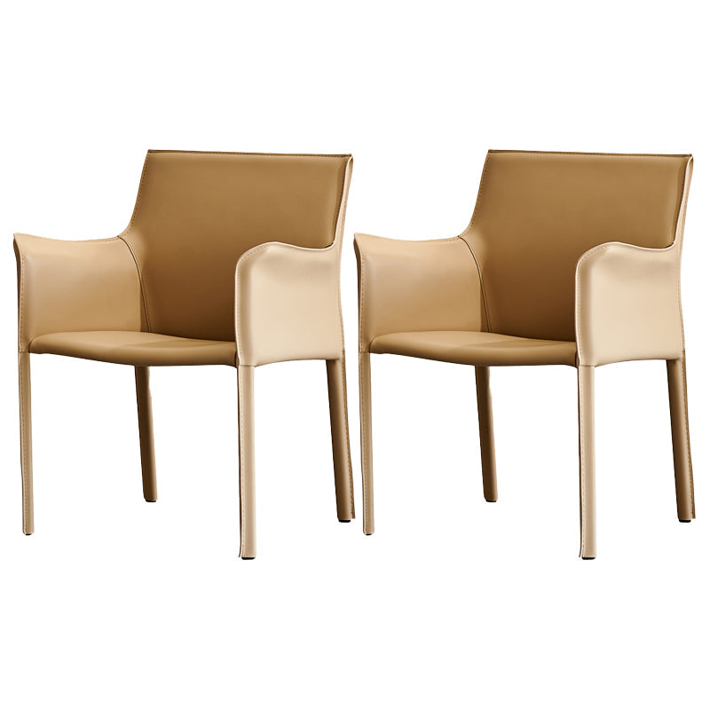 Silla de comedor de brazo moderno de cuero de cuero de la espalda baja de la espalda lateral