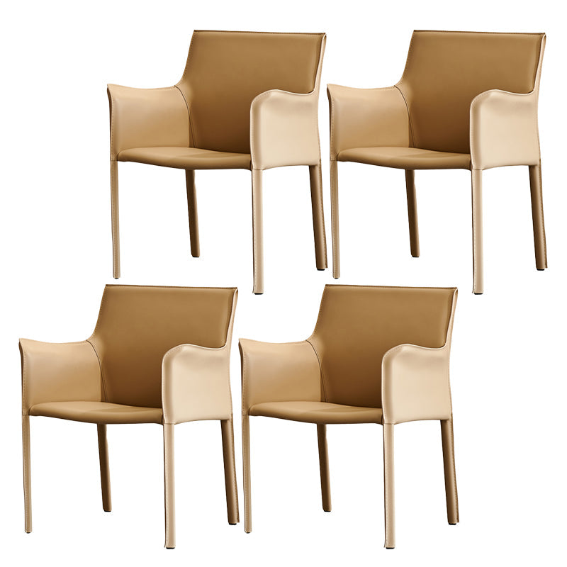 Silla de comedor de brazo moderno de cuero de cuero de la espalda baja de la espalda lateral
