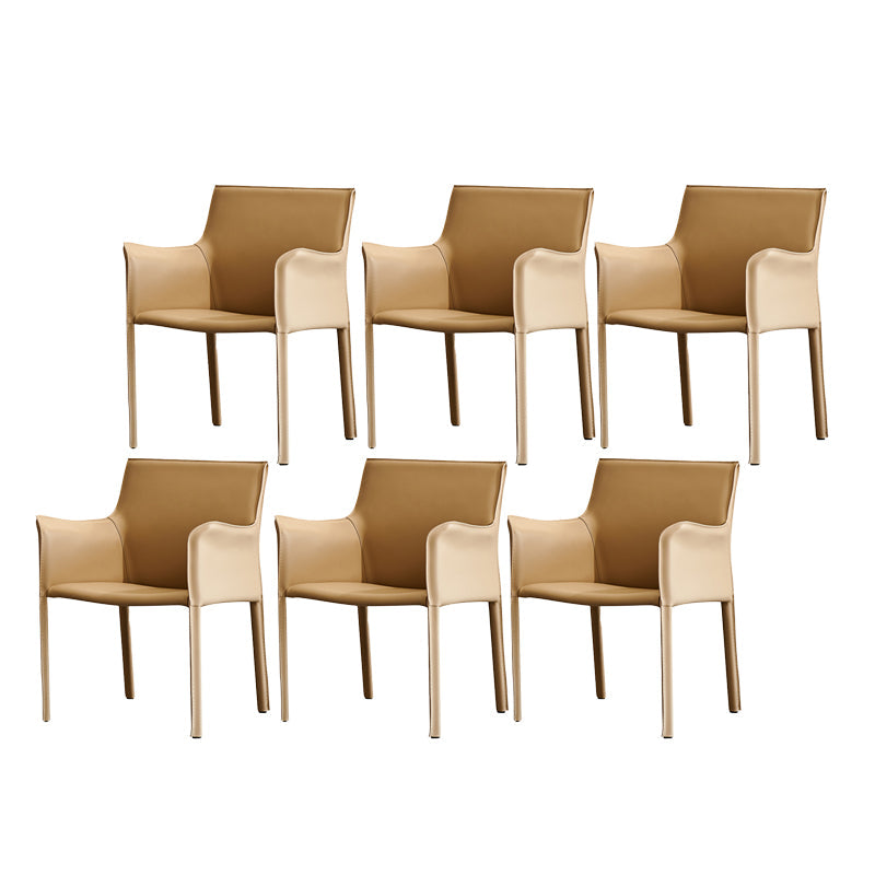 Silla de comedor de brazo moderno de cuero de cuero de la espalda baja de la espalda lateral