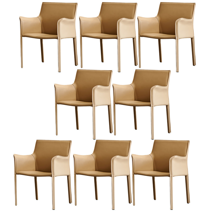 Silla de comedor de brazo moderno de cuero de cuero de la espalda baja de la espalda lateral