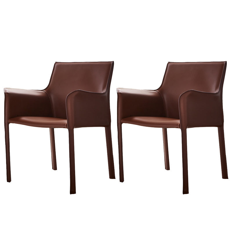 Silla de comedor de brazo moderno de cuero de cuero de la espalda baja de la espalda lateral