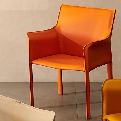 Silla de comedor de brazo moderno de cuero de cuero de la espalda baja de la espalda lateral