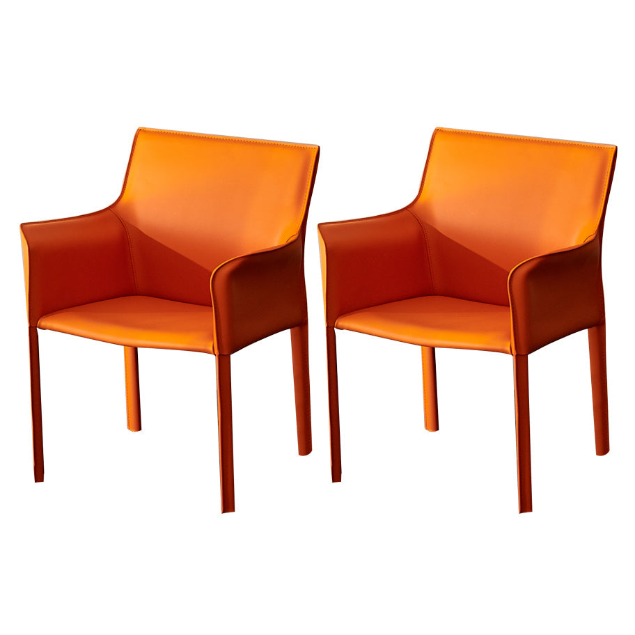 Silla de comedor de brazo moderno de cuero de cuero de la espalda baja de la espalda lateral