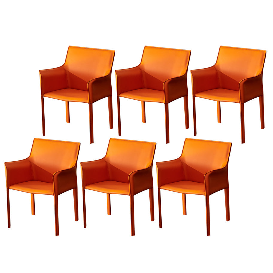 Silla de comedor de brazo moderno de cuero de cuero de la espalda baja de la espalda lateral
