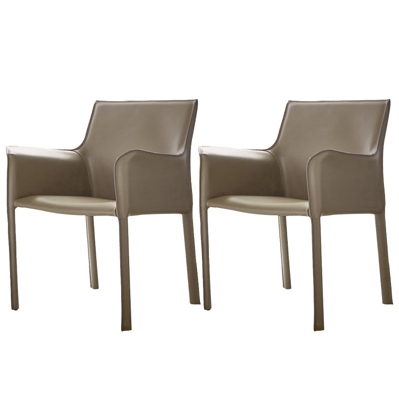Silla de comedor de brazo moderno de cuero de cuero de la espalda baja de la espalda lateral