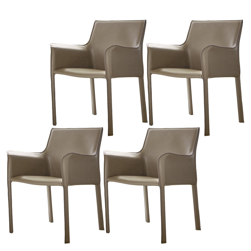 Silla de comedor de brazo moderno de cuero de cuero de la espalda baja de la espalda lateral