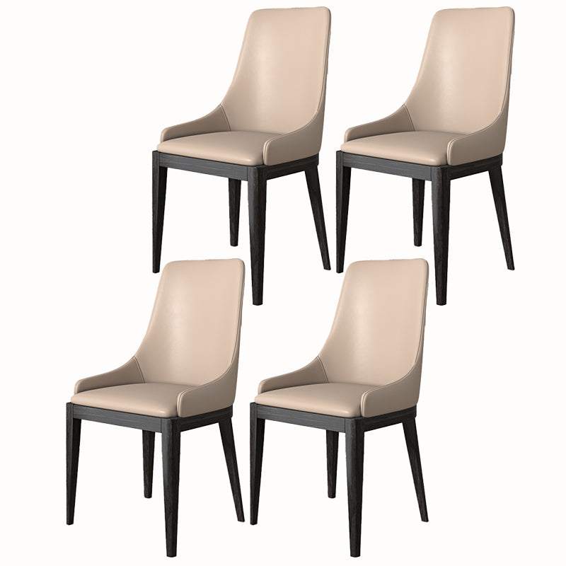 モダンなダイニングルームの椅子フェイクレザーとウッドダイニングサイドチェア