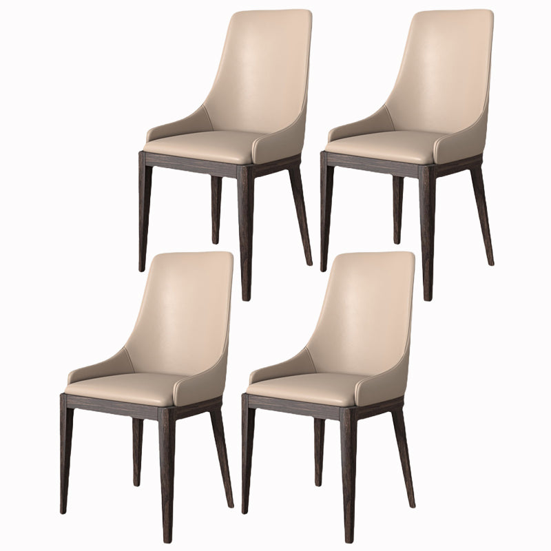 モダンなダイニングルームの椅子フェイクレザーとウッドダイニングサイドチェア