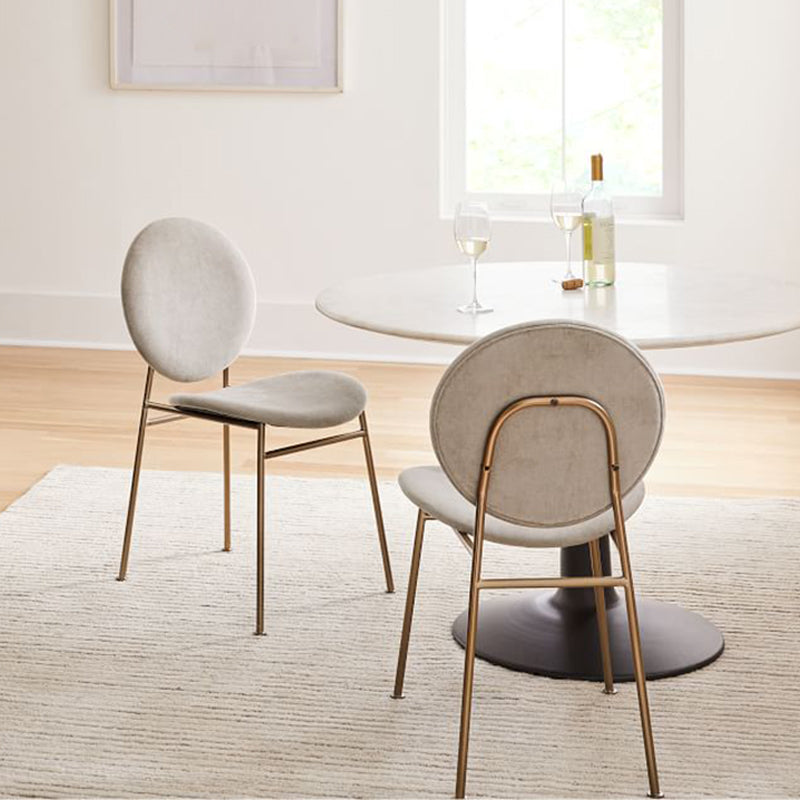 Metal Legs Dining Chairs Fabric Armless Dining Side Chair for Home