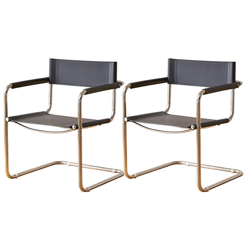 Modern Dining Accent Chair Faux Leather en Metal Dining Arm stoel