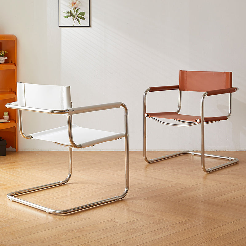 Modern Dining Accent Chair Faux Leather en Metal Dining Arm stoel