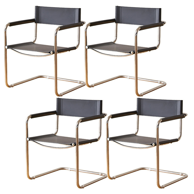 Modern Dining Accent Chair Faux Leather en Metal Dining Arm stoel