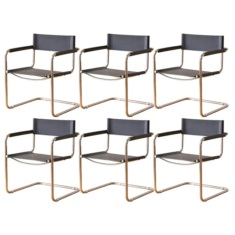 Modern Dining Accent Chair Faux Leather en Metal Dining Arm stoel
