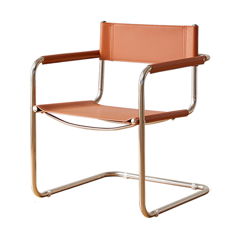 Modern Dining Accent Chair Faux Leather en Metal Dining Arm stoel