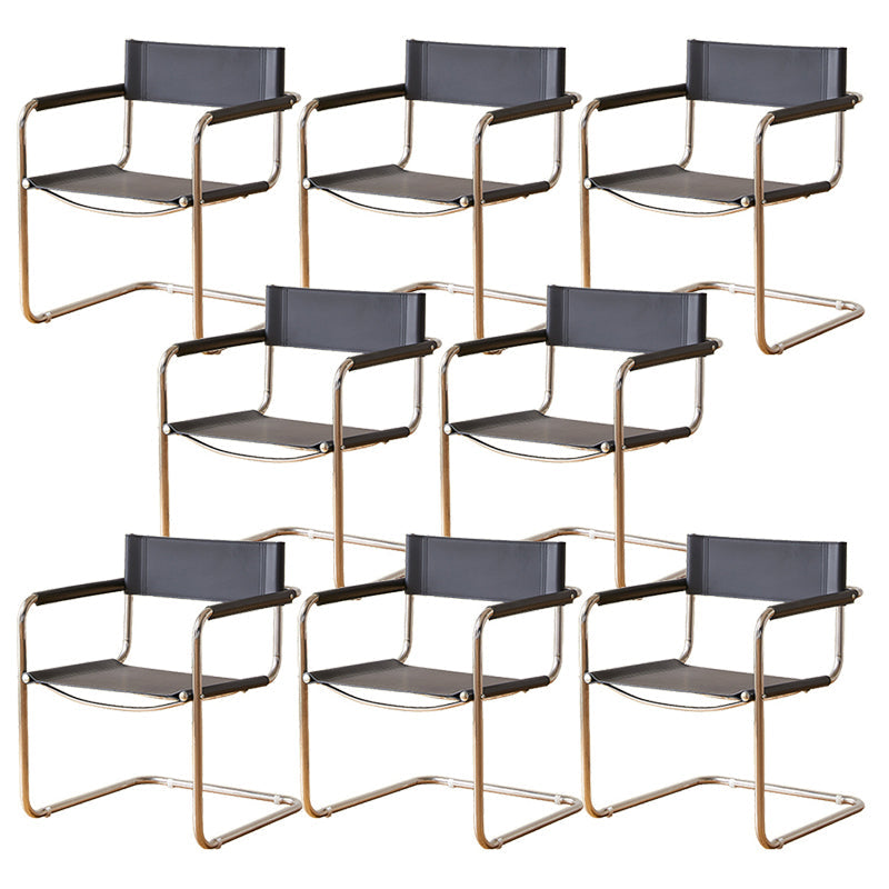 Modern Dining Accent Chair Faux Leather en Metal Dining Arm stoel