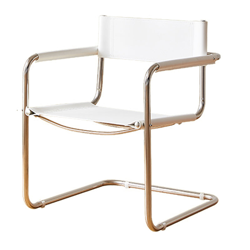 Modern Dining Accent Chair Faux Leather en Metal Dining Arm stoel