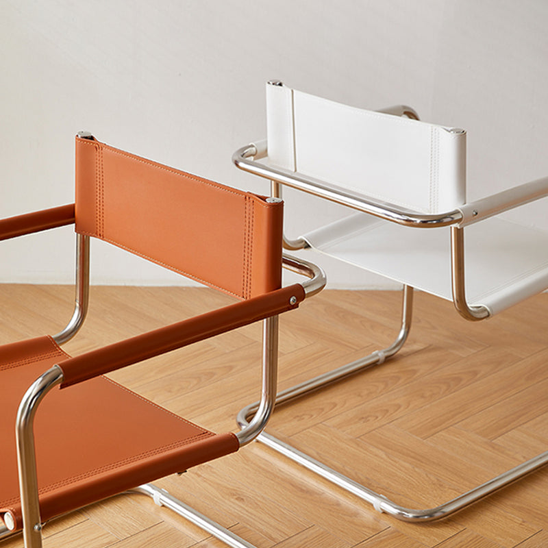 Modern Dining Accent Chair Faux Leather en Metal Dining Arm stoel