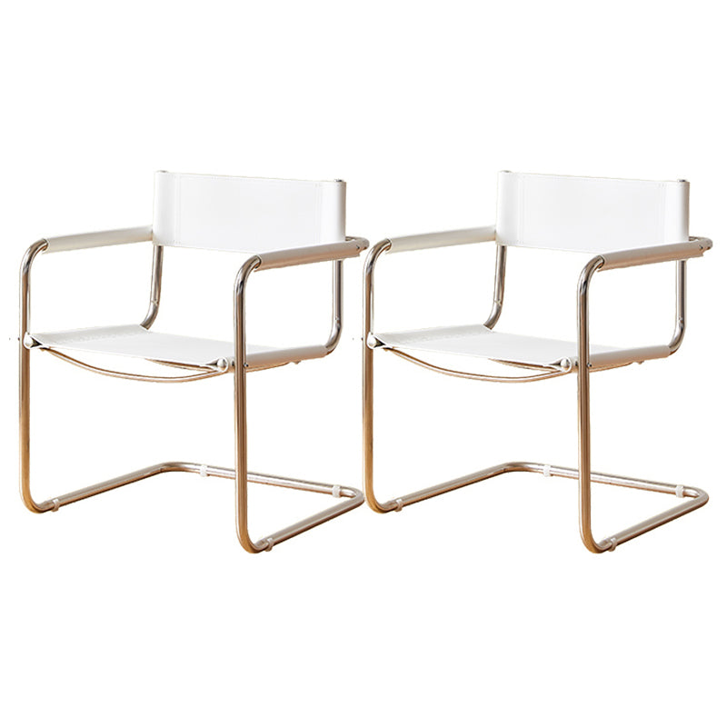 Modern Dining Accent Chair Faux Leather en Metal Dining Arm stoel