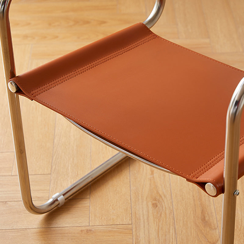 Modern Dining Accent Chair Faux Leather en Metal Dining Arm stoel