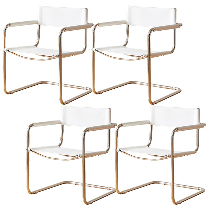 Modern Dining Accent Chair Faux Leather en Metal Dining Arm stoel