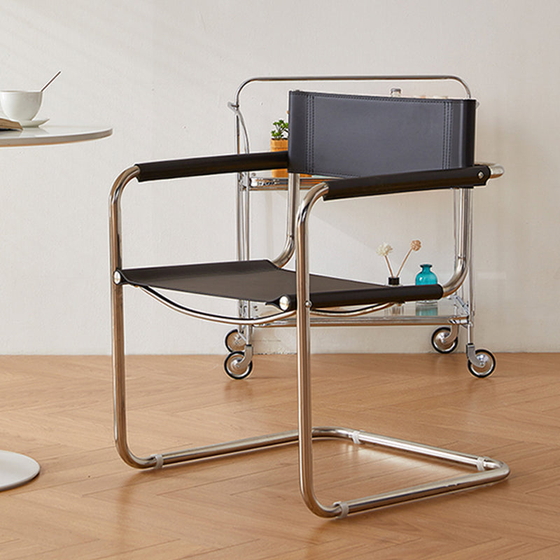 Modern Dining Accent Chair Faux Leather en Metal Dining Arm stoel