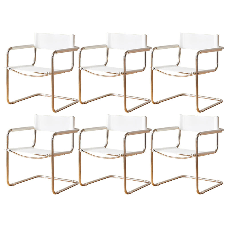 Modern Dining Accent Chair Faux Leather en Metal Dining Arm stoel