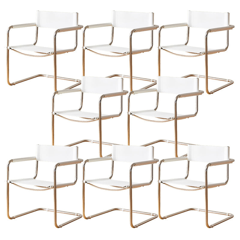 Modern Dining Accent Chair Faux Leather en Metal Dining Arm stoel