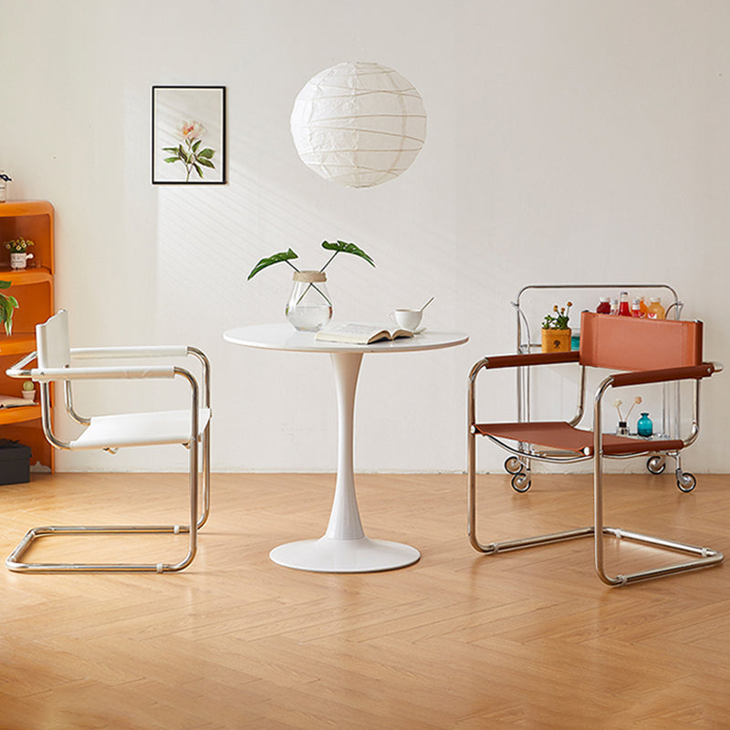 Modern Dining Accent Chair Faux Leather en Metal Dining Arm stoel