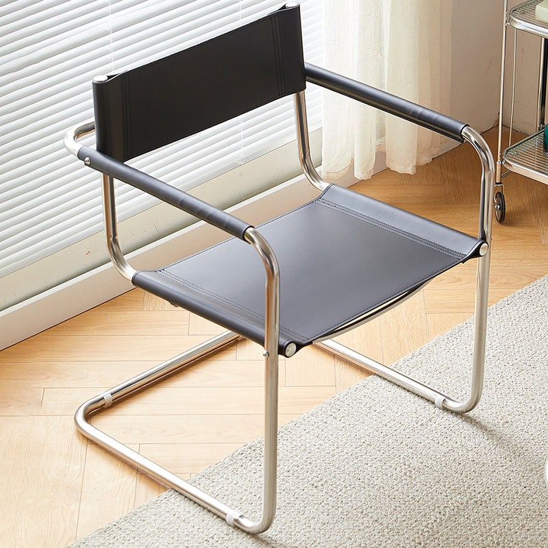 Modern Dining Accent Chair Faux Leather en Metal Dining Arm stoel