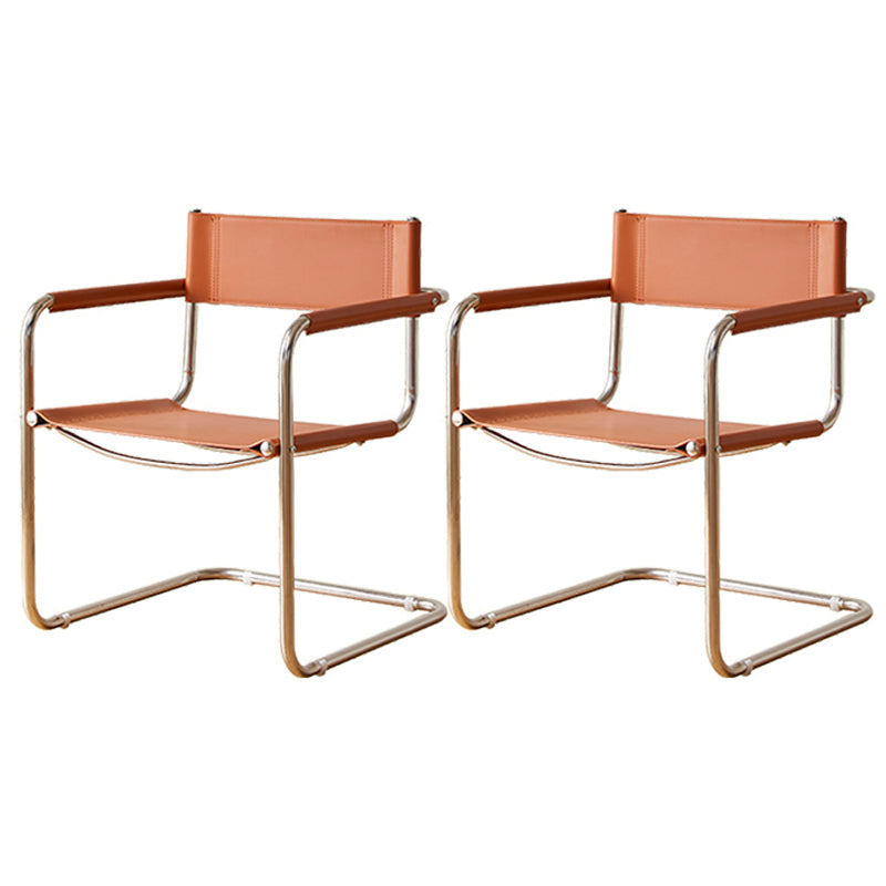 Modern Dining Accent Chair Faux Leather en Metal Dining Arm stoel