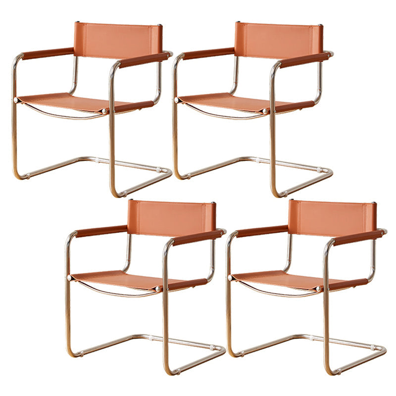 Modern Dining Accent Chair Faux Leather en Metal Dining Arm stoel