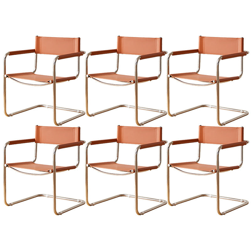 Modern Dining Accent Chair Faux Leather en Metal Dining Arm stoel