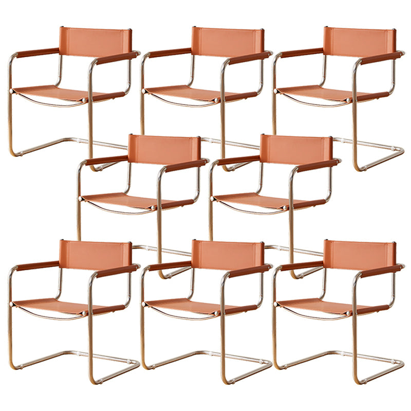 Modern Dining Accent Chair Faux Leather en Metal Dining Arm stoel