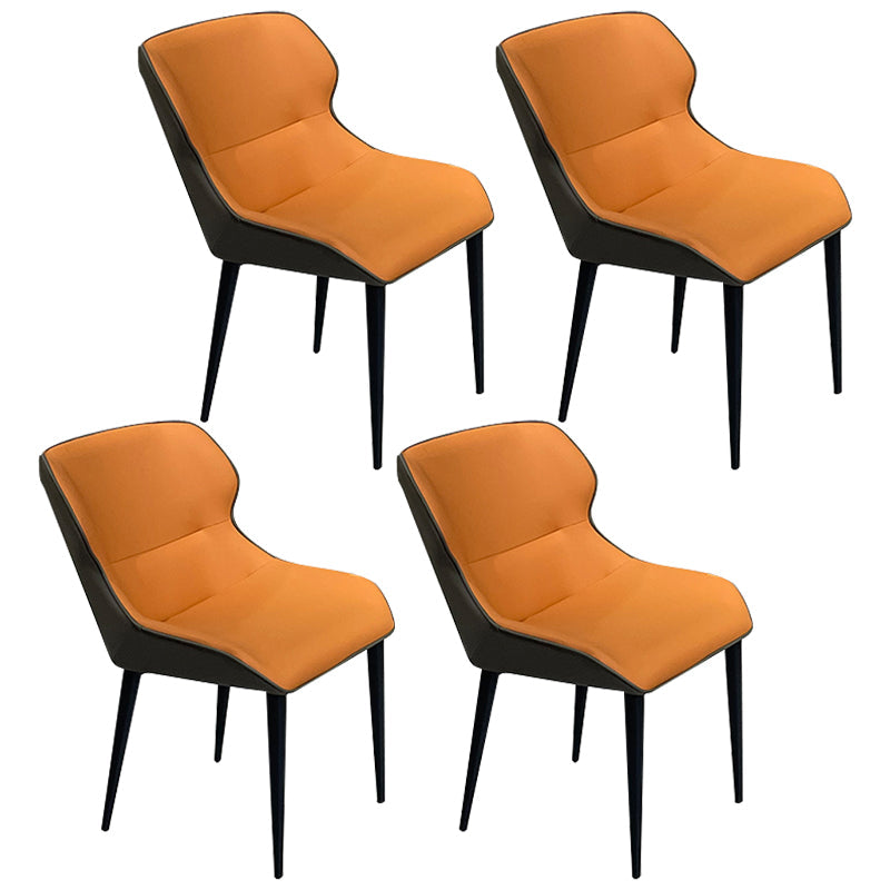 White Stone Top Dinette Set 1/4/5 Pieces Modern Indoor Dining Table Set 4 Orange Chairs Clearhalo 'Dining Room Sets' 'Dining Tables & Seating' 'dining_room_set' 'furn' 'furn_dining_room_set' 'Furniture' 'Kitchen & Dining Furniture' 5846338