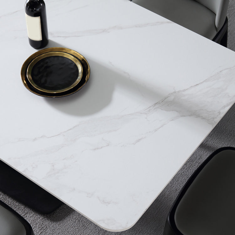 White Stone Top Dinette Set 1/4/5 Pieces Modern Indoor Dining Table Set Clearhalo 'Dining Room Sets' 'Dining Tables & Seating' 'dining_room_set' 'furn' 'furn_dining_room_set' 'Furniture' 'Kitchen & Dining Furniture' 5846343