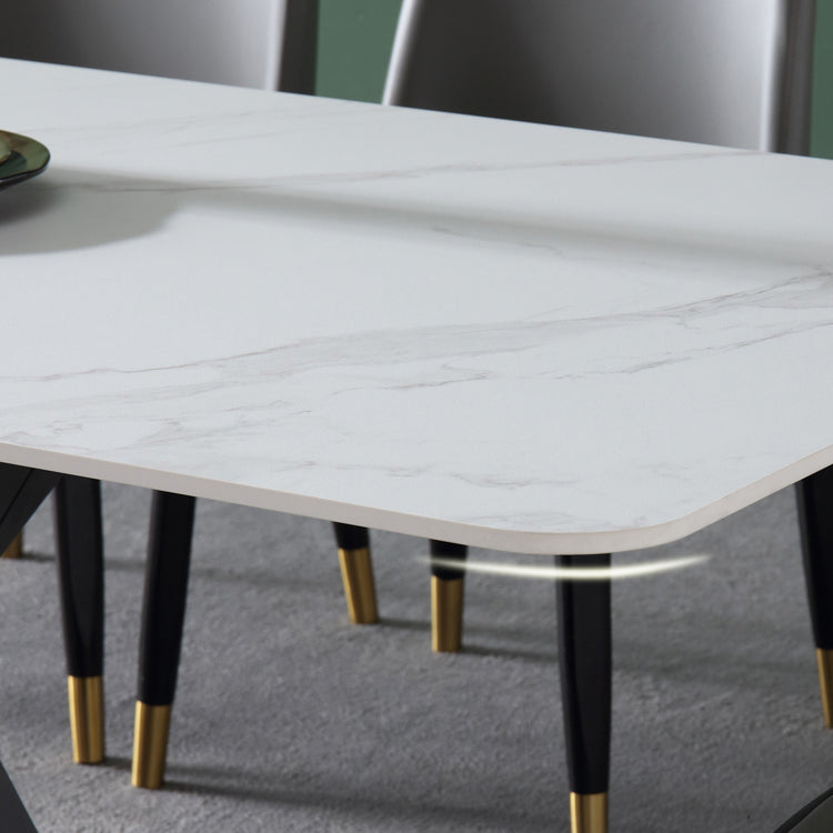 White Stone Top Dinette Set 1/4/5 Pieces Modern Indoor Dining Table Set Clearhalo 'Dining Room Sets' 'Dining Tables & Seating' 'dining_room_set' 'furn' 'furn_dining_room_set' 'Furniture' 'Kitchen & Dining Furniture' 5846345