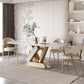 Stone Dining Table Set 1/4/5/7 Pcs Modern Dining Table with Armless Chairs