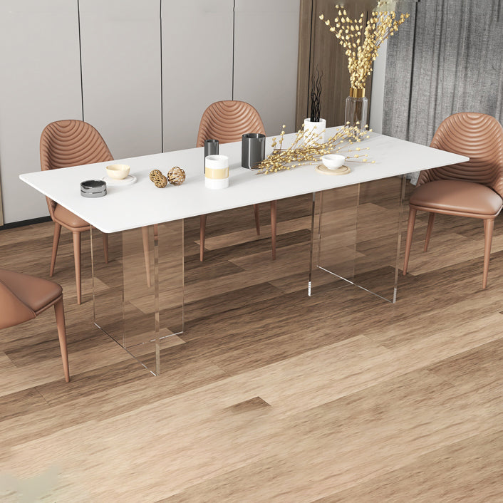 Modern Rectangle Sintered Stone Dining Table Set 1/4/5/6 Pieces Dining Set Clearhalo 'Dining Room Sets' 'Dining Tables & Seating' 'dining_room_set' 'furn' 'furn_dining_room_set' 'Furniture' 'Kitchen & Dining Furniture' 5846444
