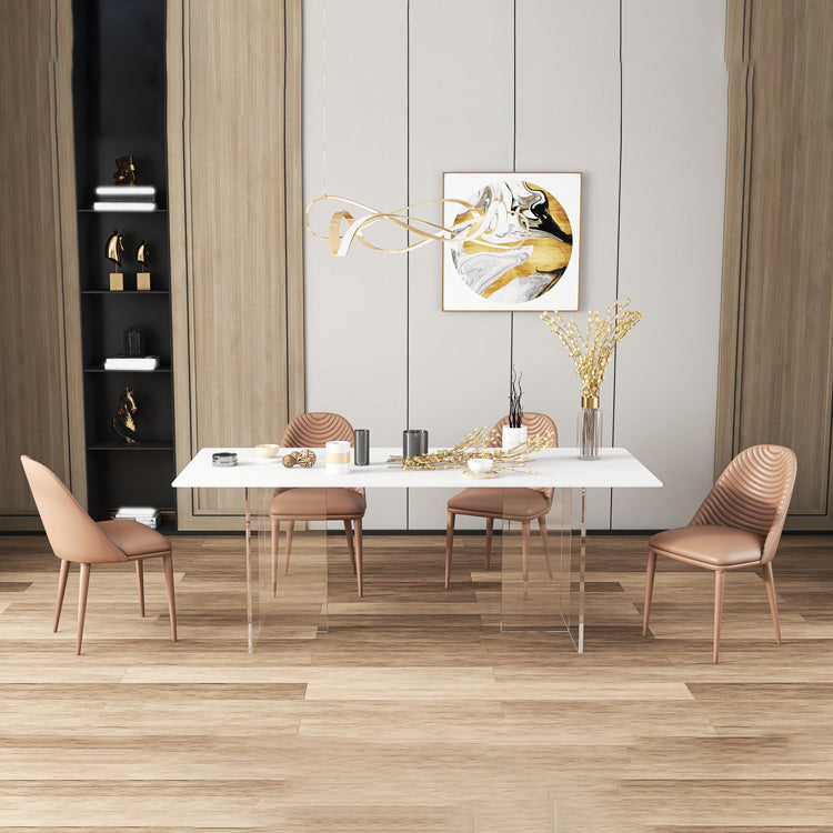 Modern Rectangle Sintered Stone Dining Table Set 1/4/5/6 Pieces Dining Set 5 Pieces: Table, 4 Chairs Clearhalo 'Dining Room Sets' 'Dining Tables & Seating' 'dining_room_set' 'furn' 'furn_dining_room_set' 'Furniture' 'Kitchen & Dining Furniture' 5846456