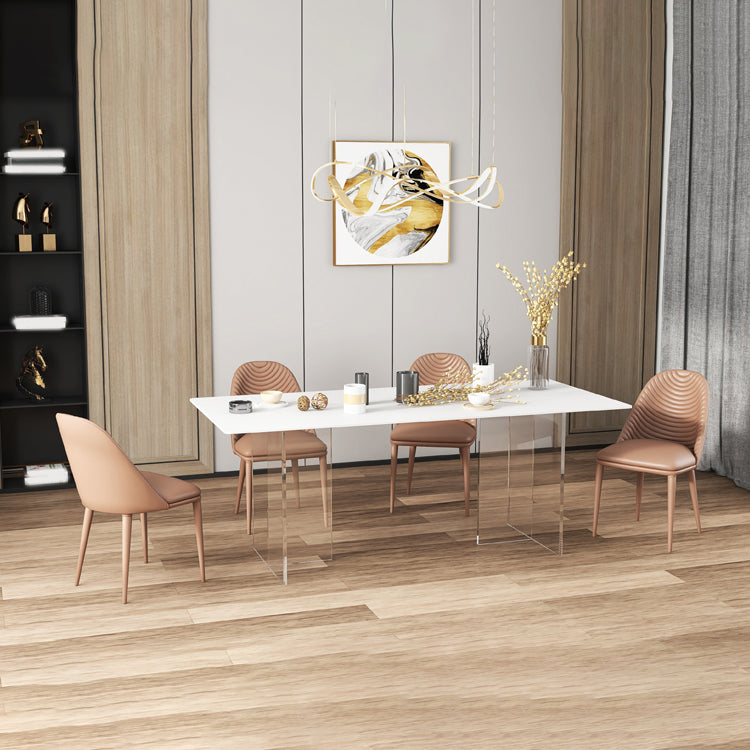 Modern Rectangle Sintered Stone Dining Table Set 1/4/5/6 Pieces Dining Set Clearhalo 'Dining Room Sets' 'Dining Tables & Seating' 'dining_room_set' 'furn' 'furn_dining_room_set' 'Furniture' 'Kitchen & Dining Furniture' 5846457