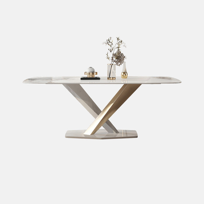 Glam Sintered Stone Dining Set 1/4/5/7 Pieces Dining Set with Pedestal Base Clearhalo 'Dining Room Sets' 'Dining Tables & Seating' 'dining_room_set' 'furn' 'furn_dining_room_set' 'Furniture' 'Kitchen & Dining Furniture' 5846473