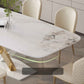 Glam Sintered Stone Dining Set 1/4/5/7 Pieces Dining Set with Pedestal Base Clearhalo 'Dining Room Sets' 'Dining Tables & Seating' 'dining_room_set' 'furn' 'furn_dining_room_set' 'Furniture' 'Kitchen & Dining Furniture' 5846475