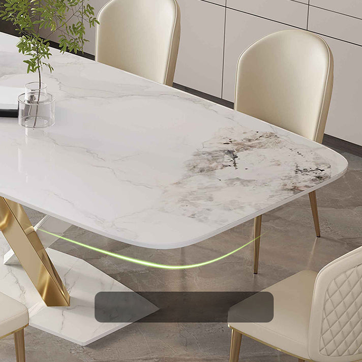 Glam Sintered Stone Dining Set 1/4/5/7 Pieces Dining Set with Pedestal Base Clearhalo 'Dining Room Sets' 'Dining Tables & Seating' 'dining_room_set' 'furn' 'furn_dining_room_set' 'Furniture' 'Kitchen & Dining Furniture' 5846475