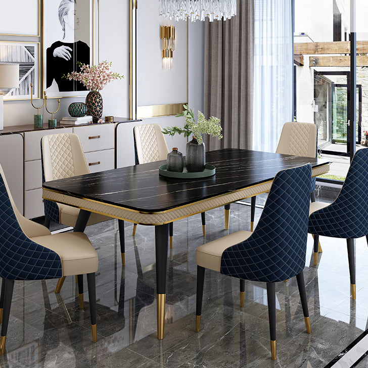 Moderno rettangolo 1/4/5/6/7 pezzi tavolo da pranzo set di gambe nere set di dinette interno