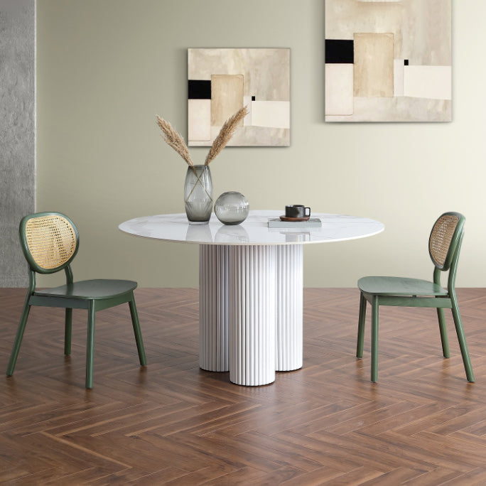 Set di tavoli da pranzo al coperto bianco rotondo in pietra moderna 1/2/3/5 pezzi Dinette Set